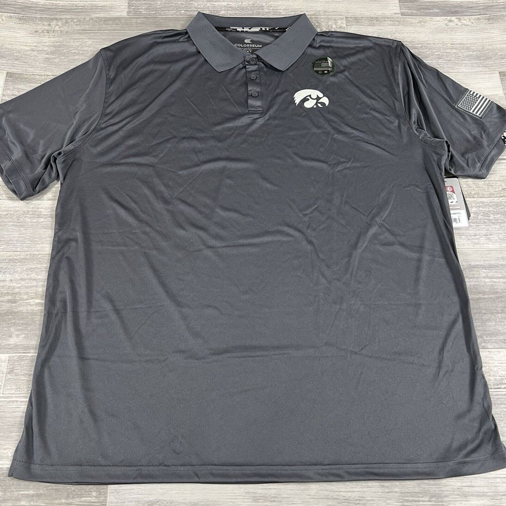 Iowa Hawkeyes Colosseum Size 3XT Men's Charcoal OHT‎ Military Digital Camo Polo